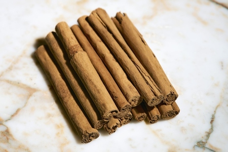 Close up still life brown Ceylon cinnamon sticks