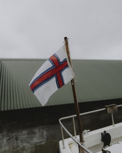 Flag of the Faroe Islands on boat