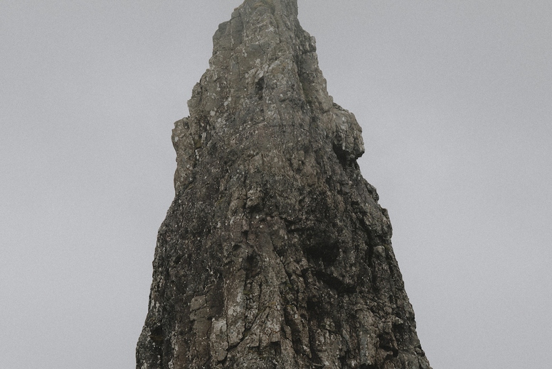 Low angle view rugged rock formation