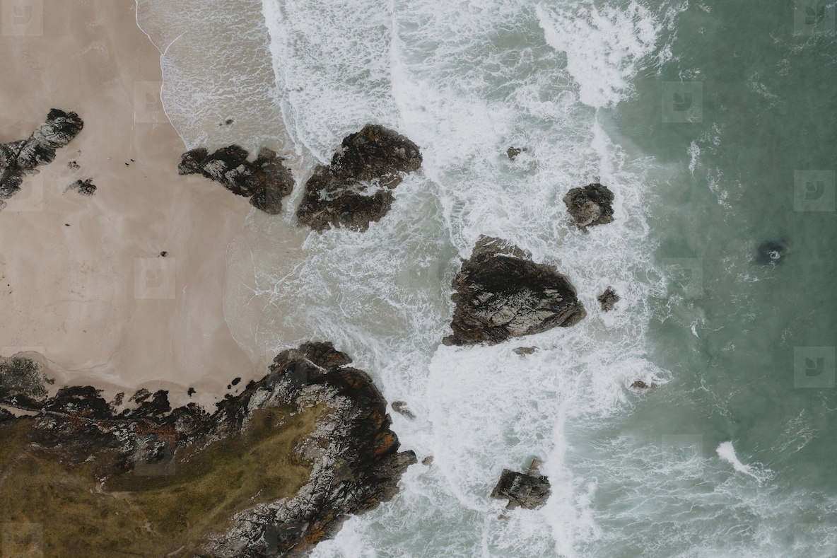 Aerial view from above rocks on ocean beach stock photo (274487 ...