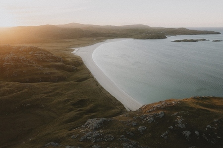 Scenic tranquil view ocean beach at sunset Isle of Harris