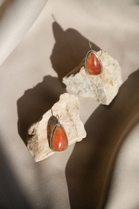 Silver earrings natural sunstone