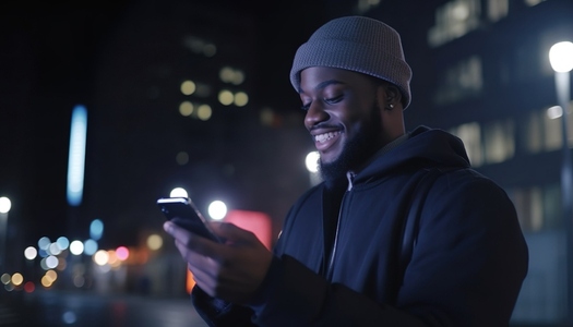 African American man using phone