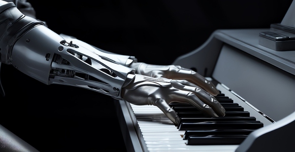 Robotic hands playing piano