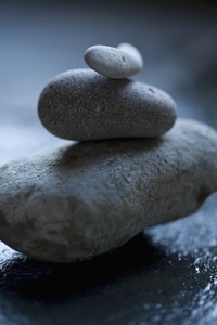 Close up of three gray stones