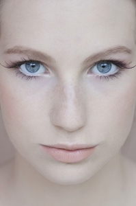 Extreme close up of young beautiful woman