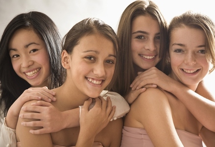 Portrait of Teenage Girls Smiling