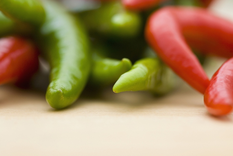 Red and green chili peppers