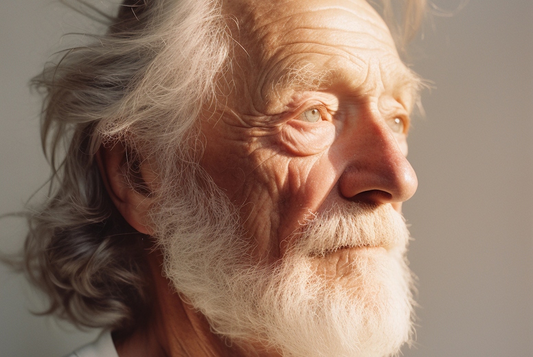 Portrait of tired senior male