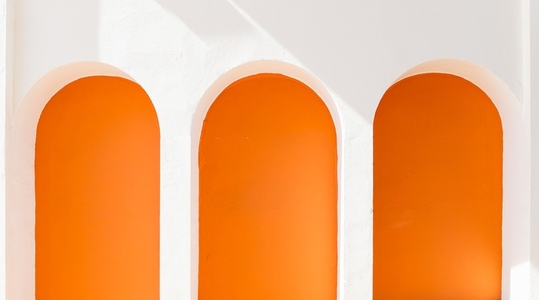 Three white and orange arches  a