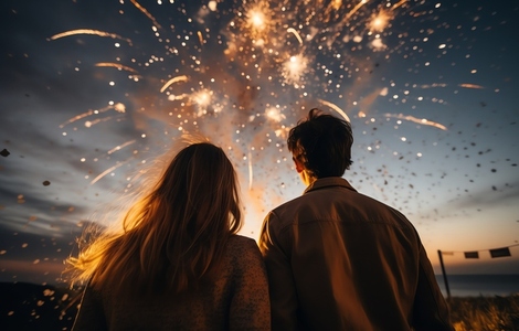 Couple watching the fireworks