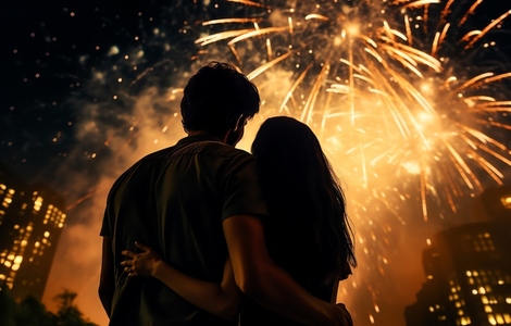 Couple watching the fireworks
