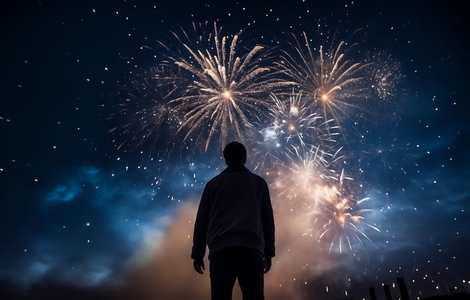 A man watching the fireworks