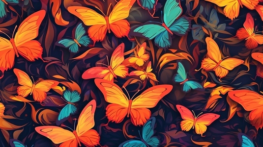 Colorful butterflies pattern in multi colored background