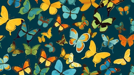 Colorful butterflies pattern in multi colored background