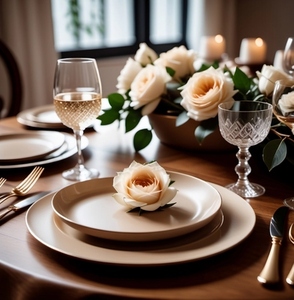 Decorated dinner table setting w