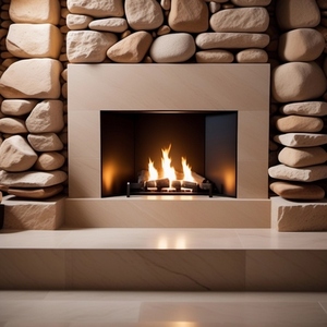 Modern fireplace made from stone