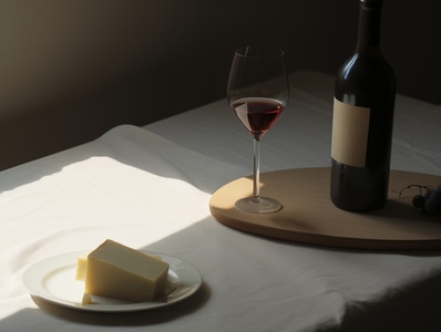 Wine glass and cheese