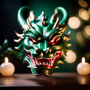 Close up of green Chinese dragon