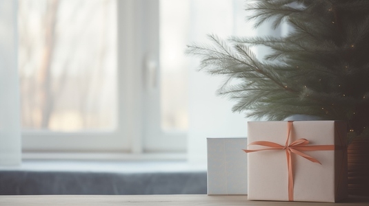 gift box and christmas tree