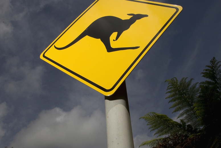 Kangaroo crossing sign