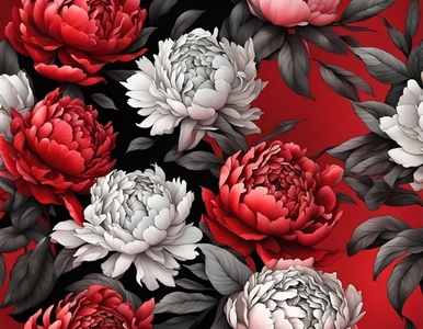 Red and white floral peony backg