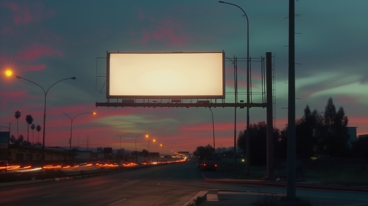 Blank white billboard in street