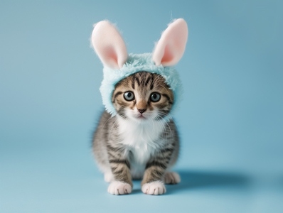 Cute cat wearing bunny ears