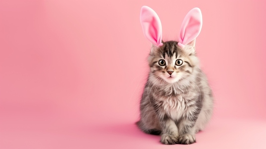 Cute cat wearing bunny ears