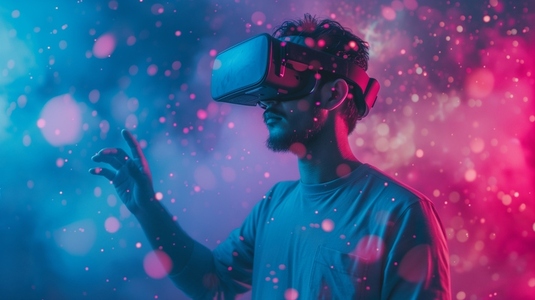 Man wearing VR virtual reality