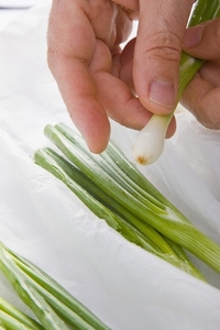 Man039 s Hands Holding Spring Onions