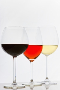 Glasses of White Red and Rose Wines