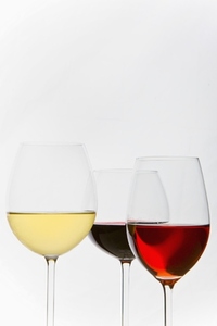 Glasses of White Red and Rose Wines
