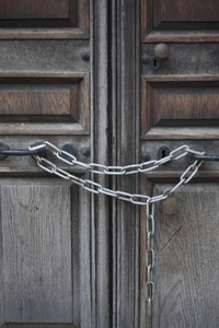 Wood Door Locked with Chain