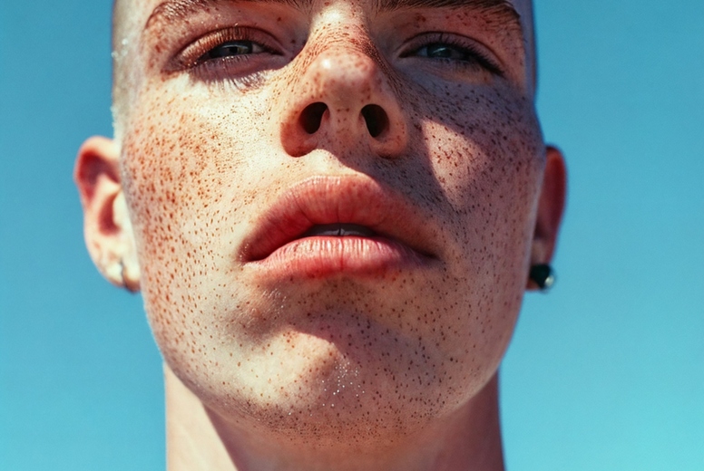 Young stylish man model posing for edgy fashion editorial