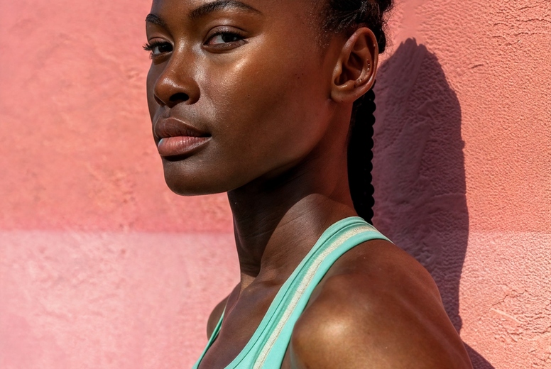 A young woman in sportswear