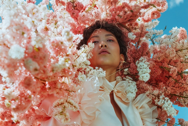 Fashion model with flowers