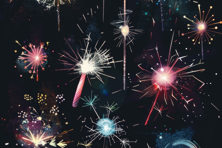 Sparklers on a black background.