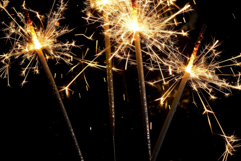 Sparkler on a black background.