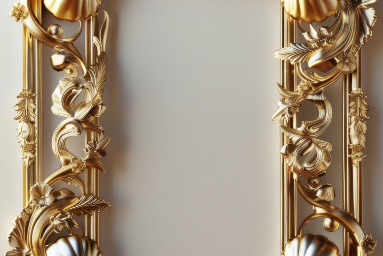 Gold decorative frame with floral ornament