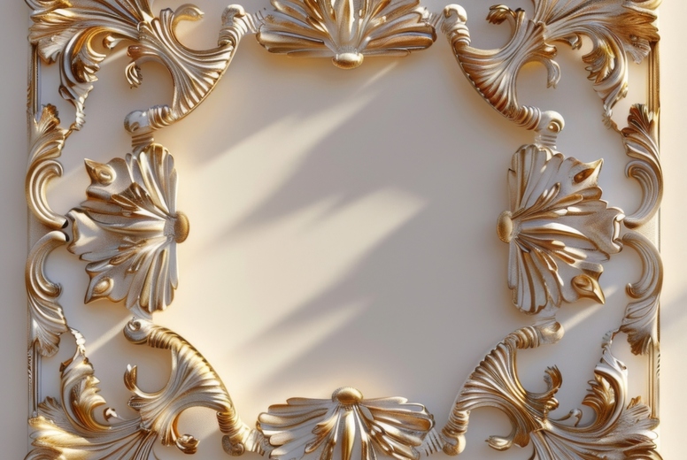 Gold decorative frame with floral ornament