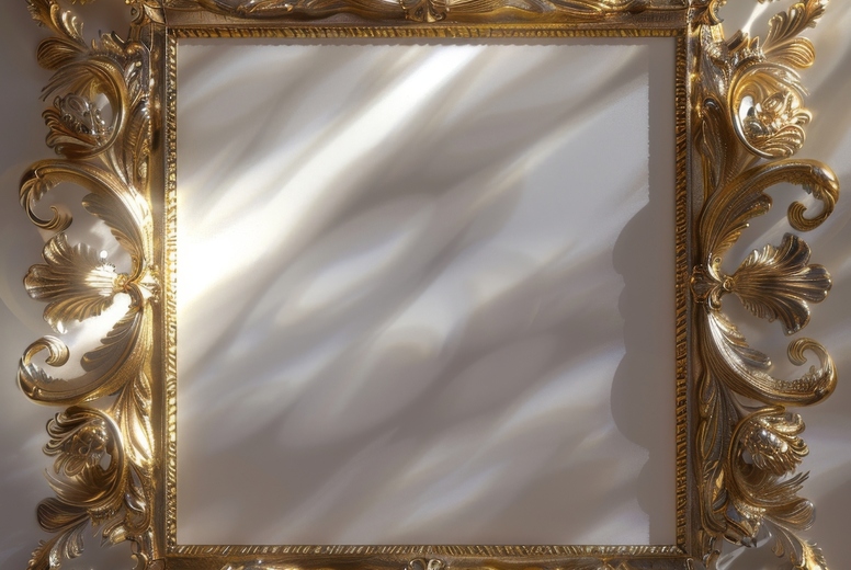 Gold decorative frame with floral ornament