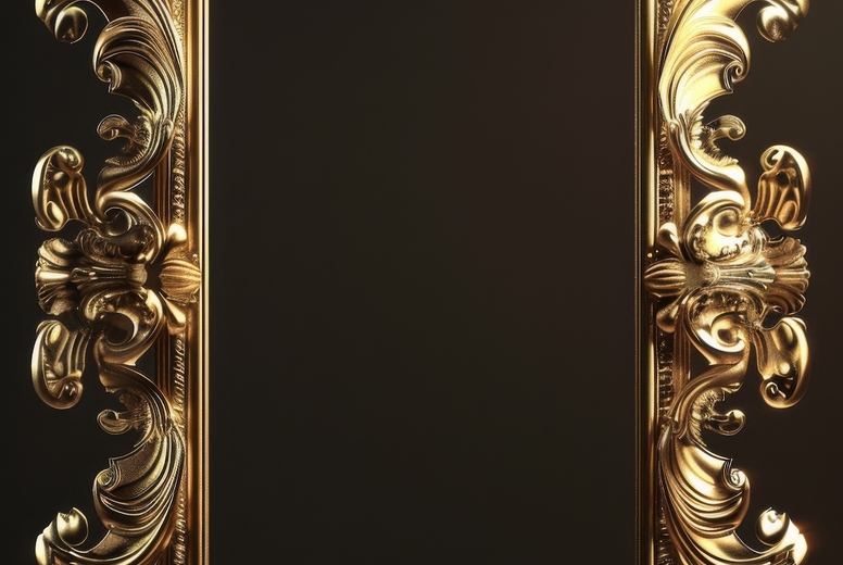 Gold decorative frame with floral ornament