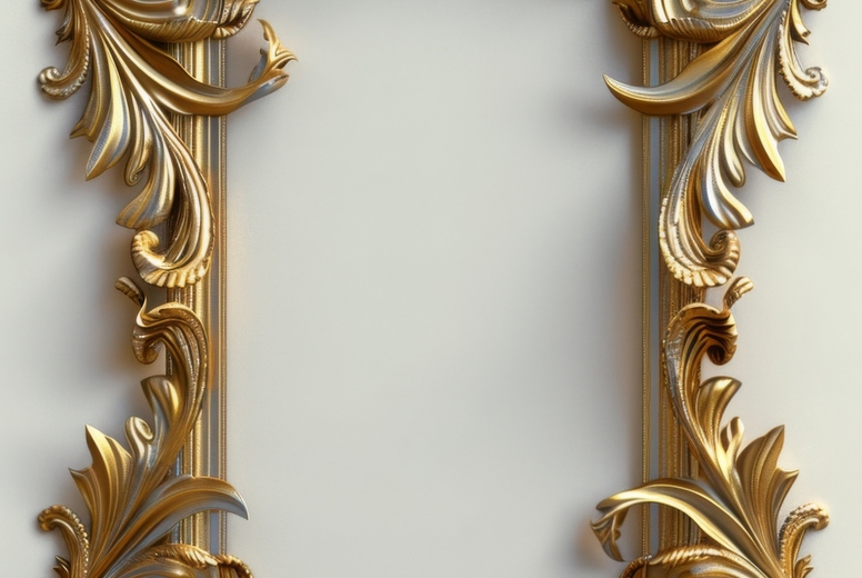 Gold decorative frame with floral ornament