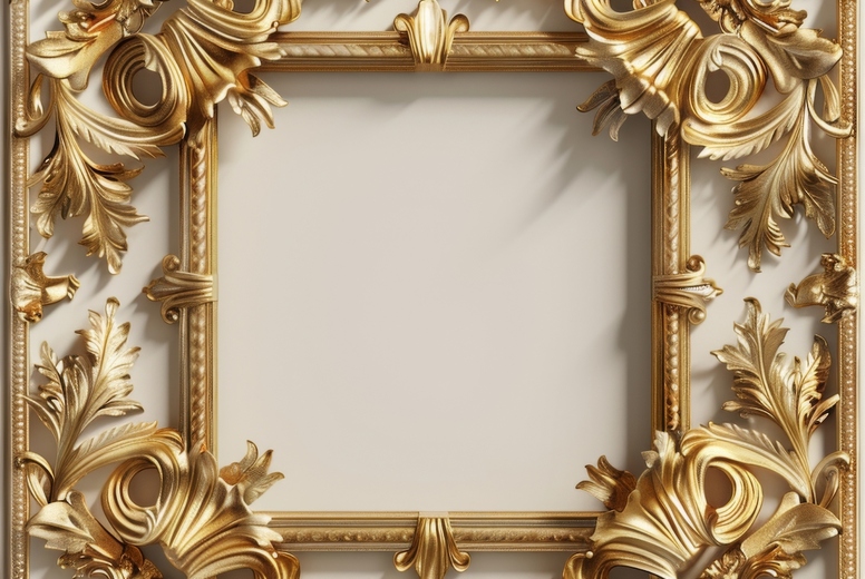 Gold decorative frame with floral ornament