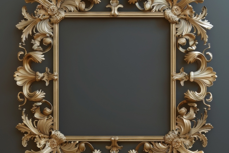 Gold decorative frame with floral ornament