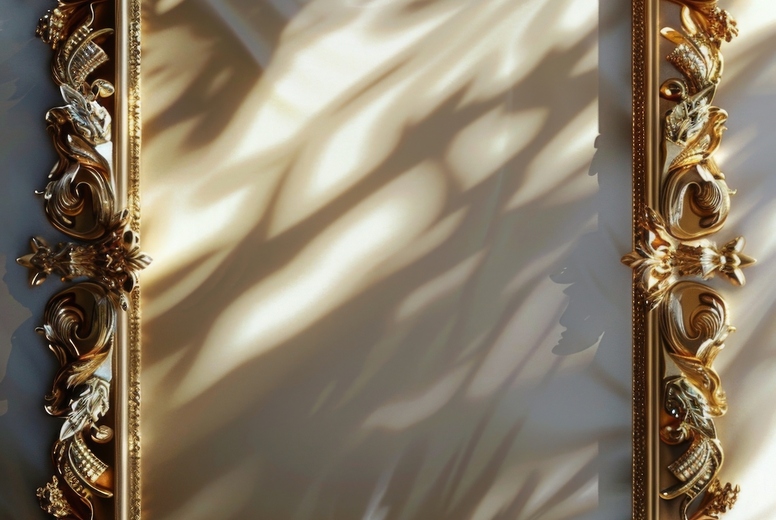 Gold decorative frame with floral ornament