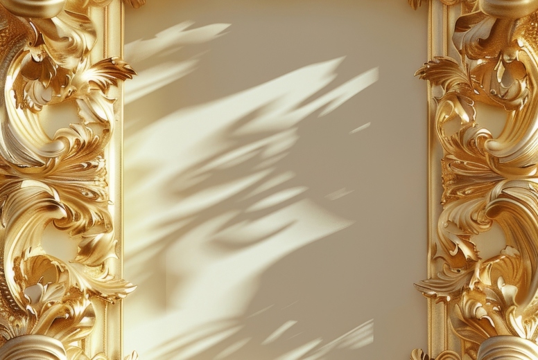 Gold decorative frame with floral ornament