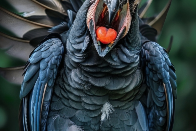 Very surprised bird with open mouth