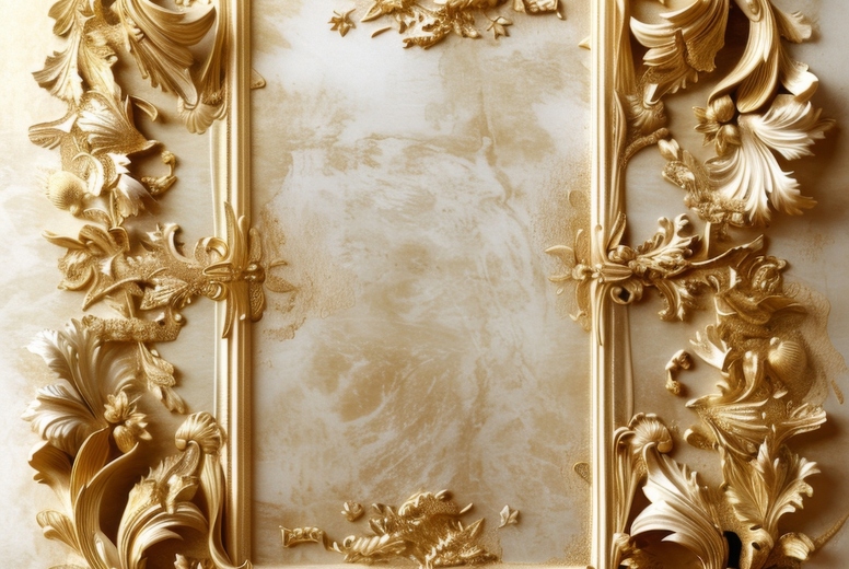 Gold decorative frame with floral ornament